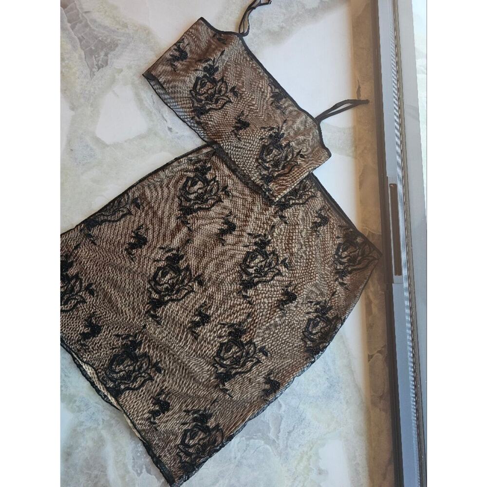 Meshki Xena Black Floral Embroidered Mesh Skirt Set - Picture 12 of 16